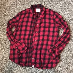 American Eagle Boyfriend Red Flannel Shirt